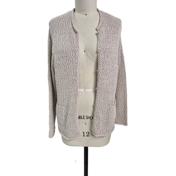NWT Eileen Fisher Dove Tiny Collar Cardigan Cotton/Silk Sz 1X - Picture 1 of 5